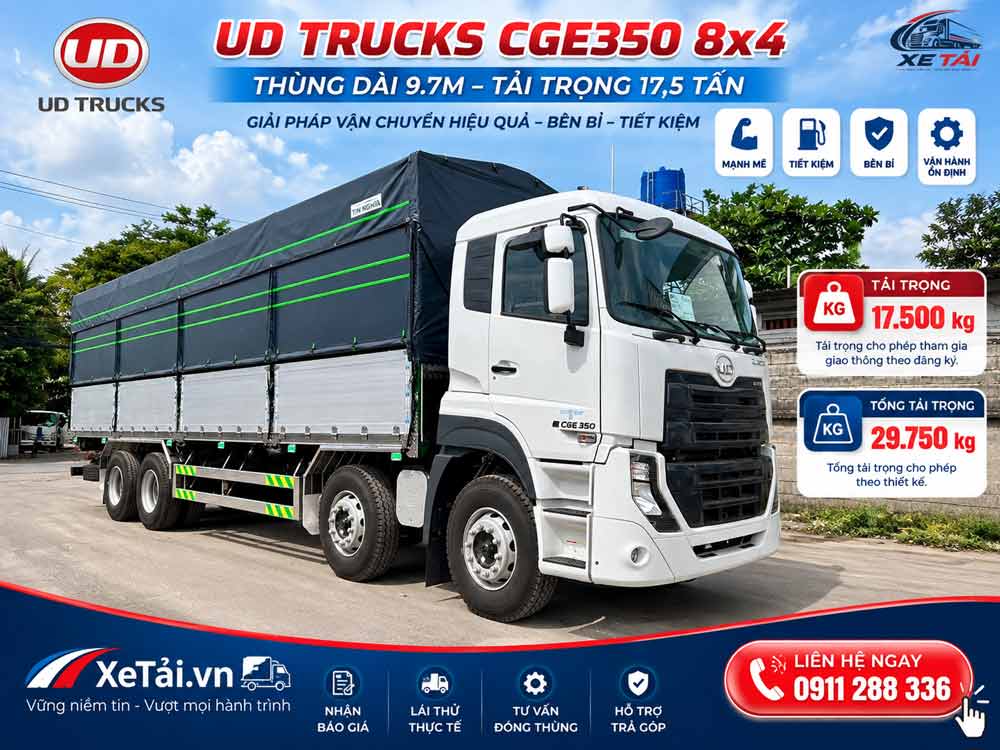 Xe tải 4 chân 9.7m UD Trucks CGE350 – Tải 17.5 tấn